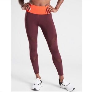 Athleta Tenacity 7/8 Tights Leggings | Burgundy/Orange | Small